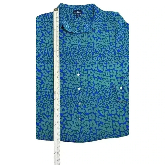 MARBLE Blue And Green Button Down Blouse Size Small - Picture 11 of 11